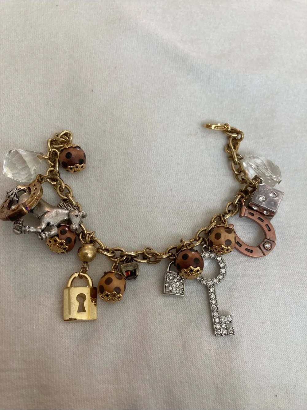 Charm Bracelet Horse Key Padlock